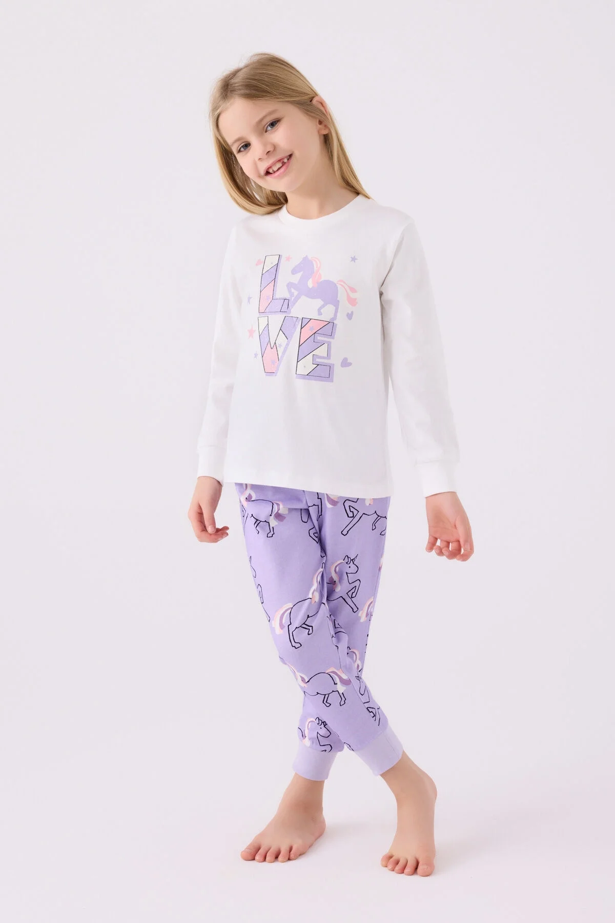 Rolypoly Kız Çocuk Beyaz Pijama Takımı