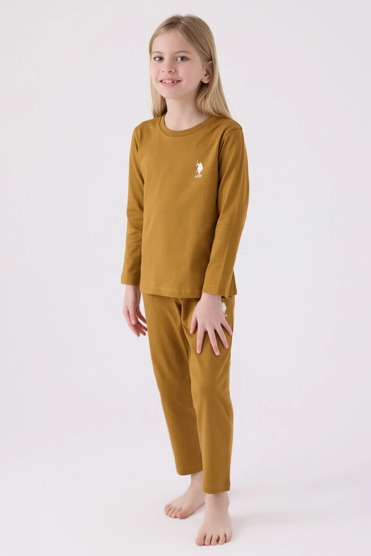 U.S. Polo Assn Kız Çocuk Kahverengi Pijama Takımı
