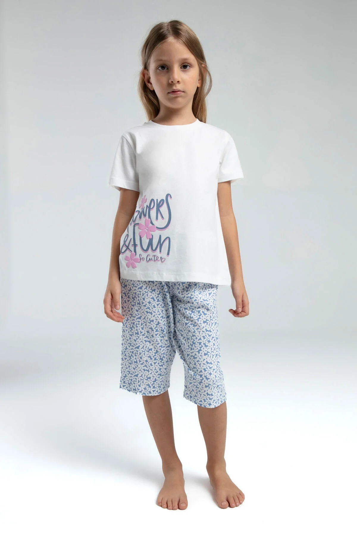 Rolypoly Kız Çocuk Beyaz Kapri Takımı