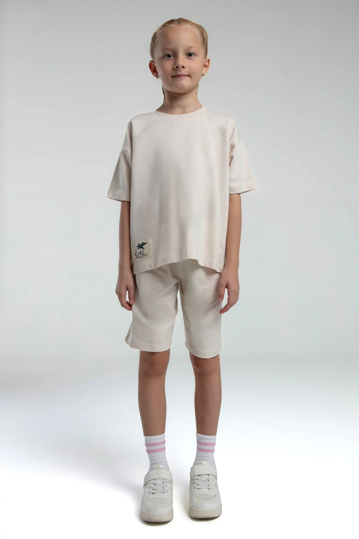 Rolypoly Kız Çocuk Krem Bermuda Takım