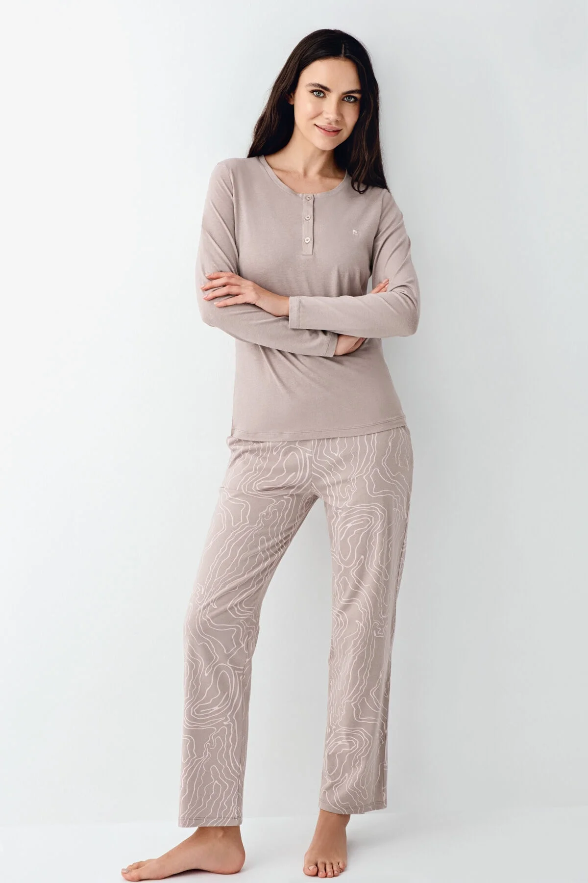 Pierre Cardin Kadın Kahverengi Pijama Takımı