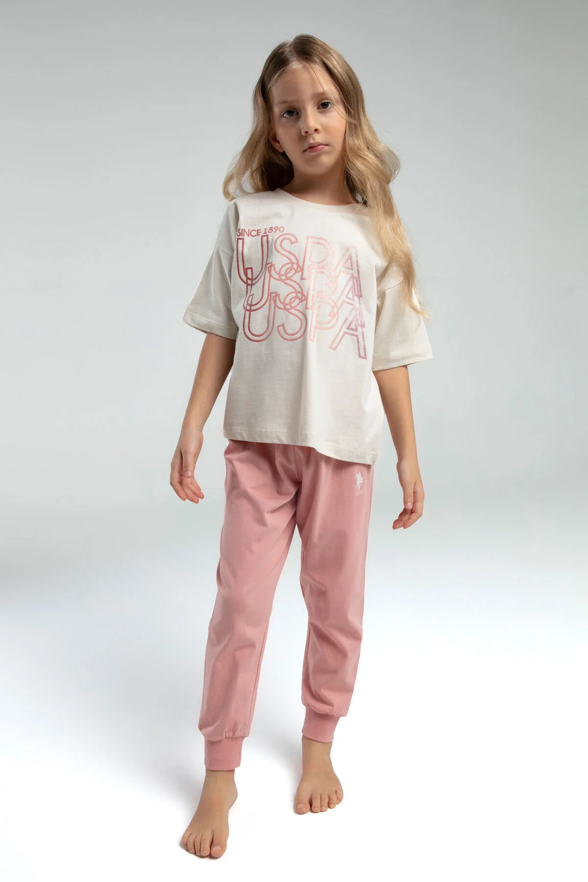 U.S. Polo Assn Kız Çocuk Beyaz Pijama Takımı