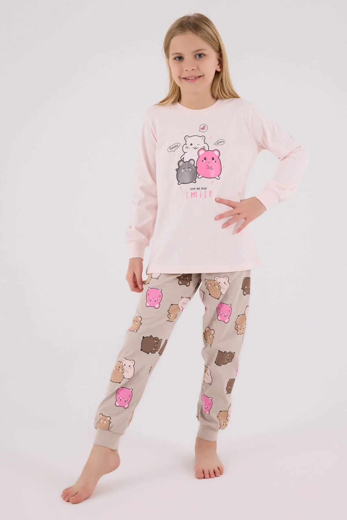 Rolypoly Kız Çocuk Pembe Pijama Takımı