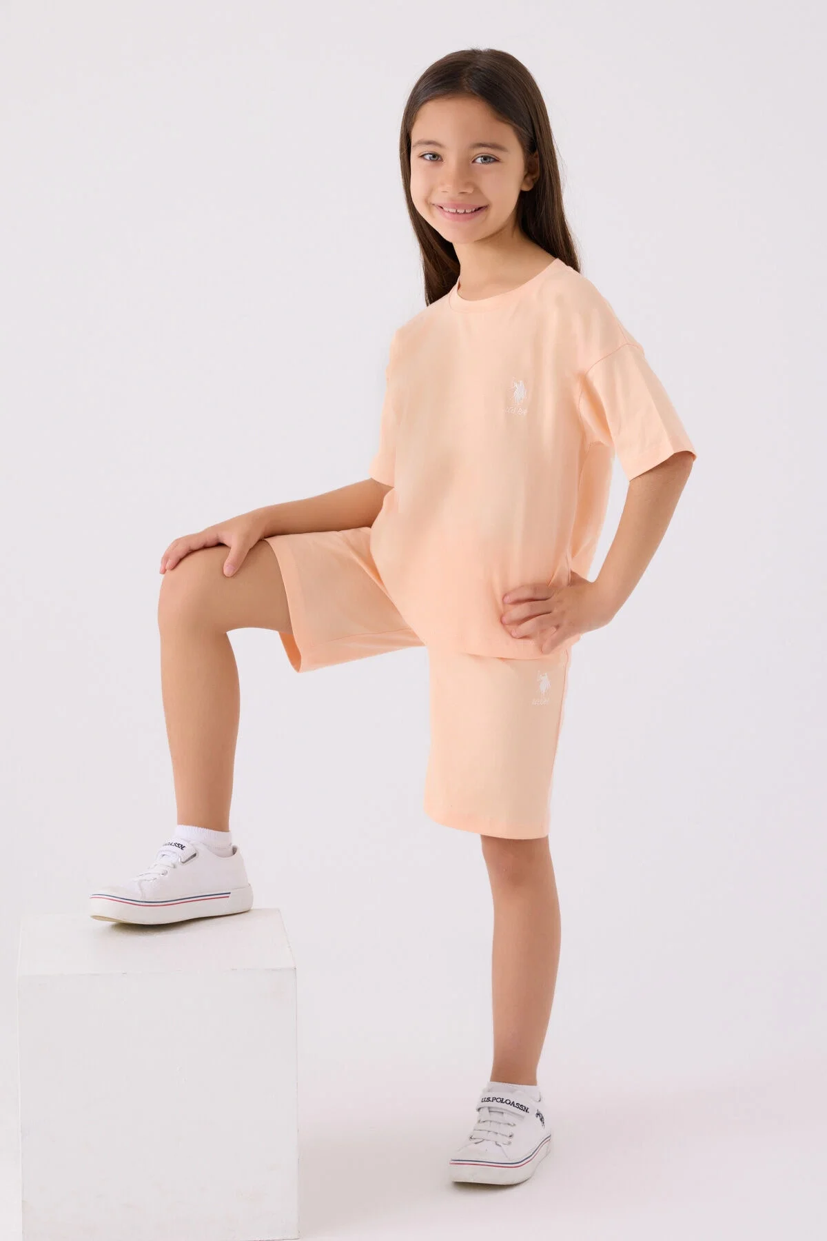 U.S. Polo Assn Kız Çocuk Turuncu Bermuda Takım
