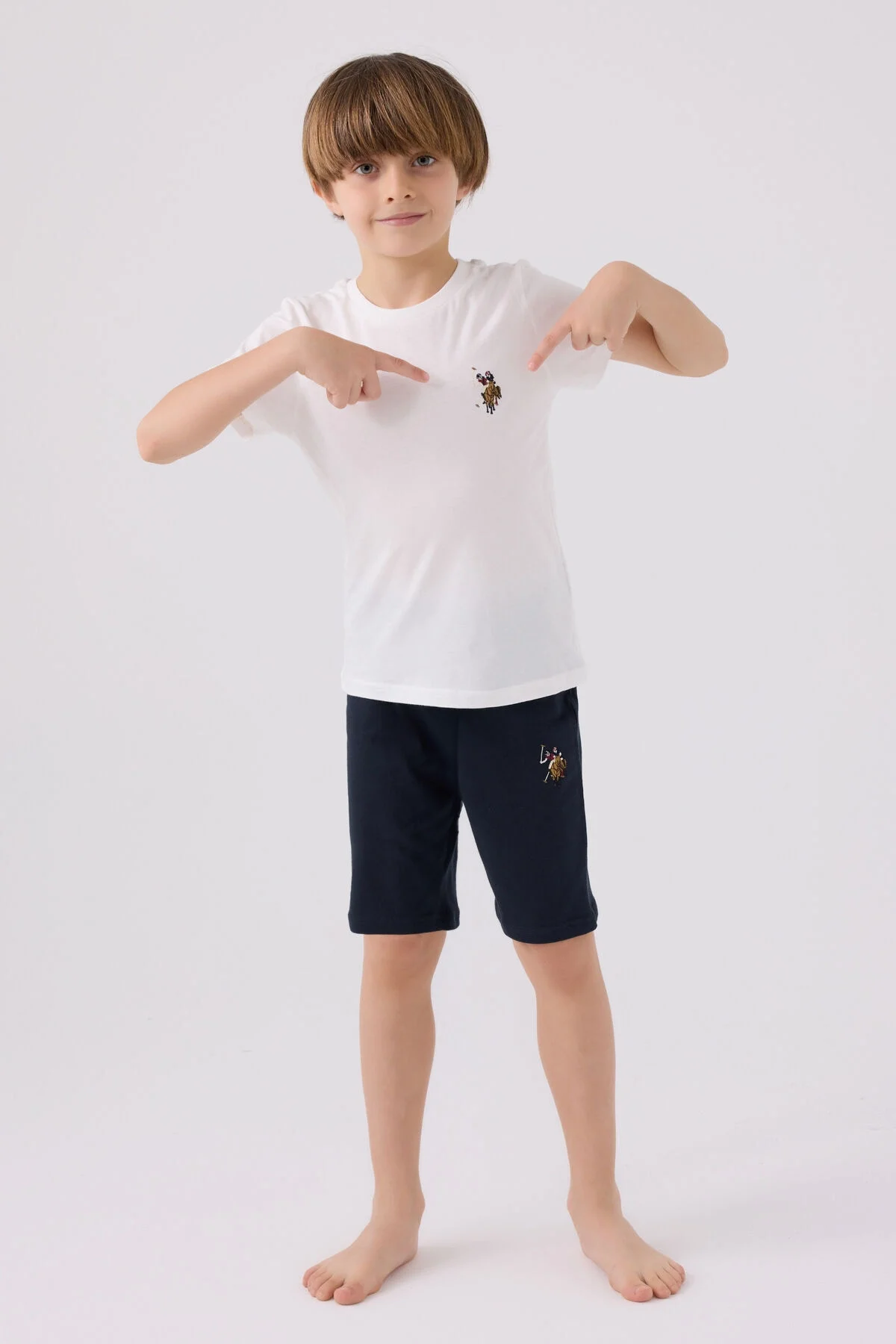 U.S. Polo Assn Erkek Çocuk Beyaz Bermuda Takım