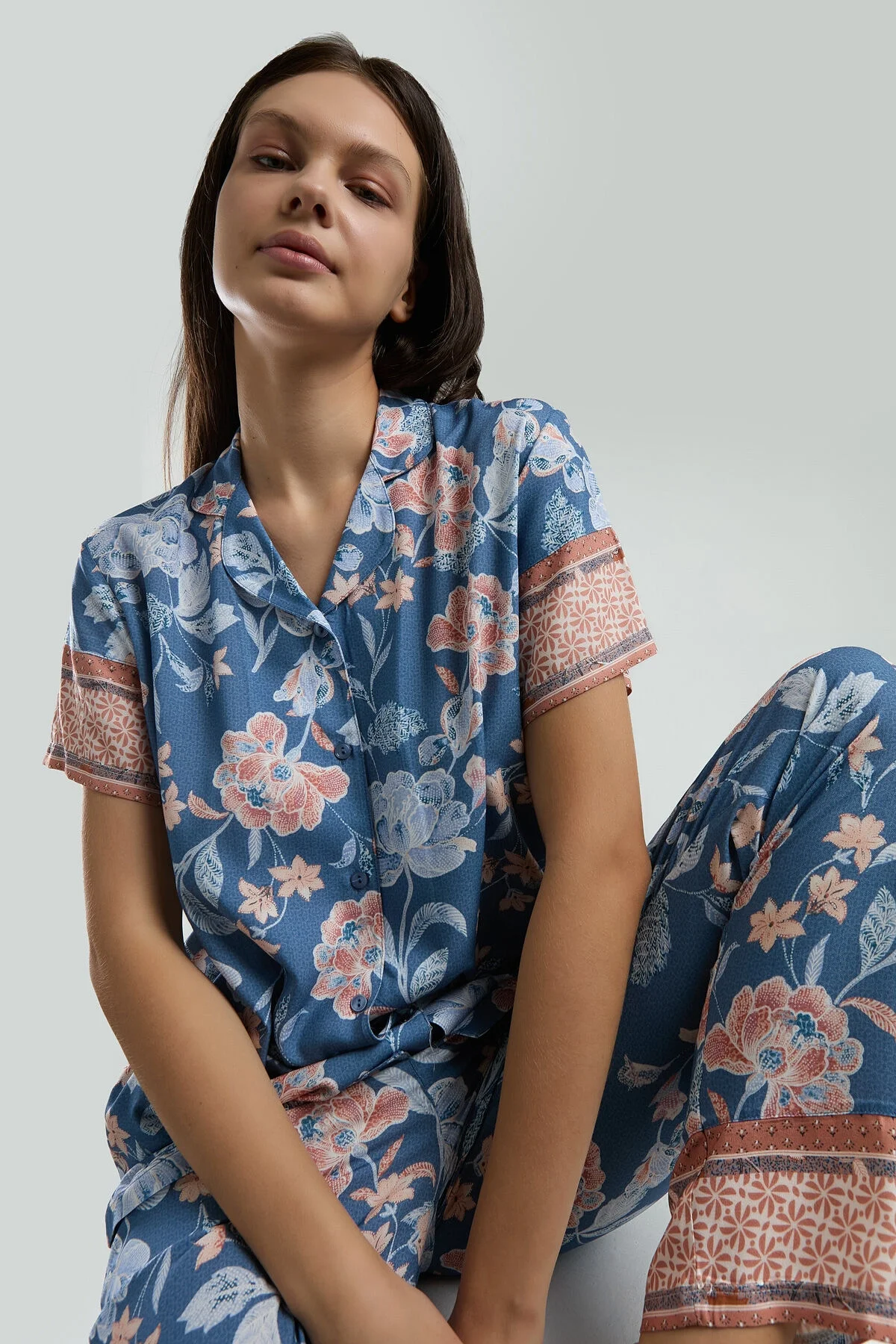 Arnetta Kadın Mavi Gömlek Pijama