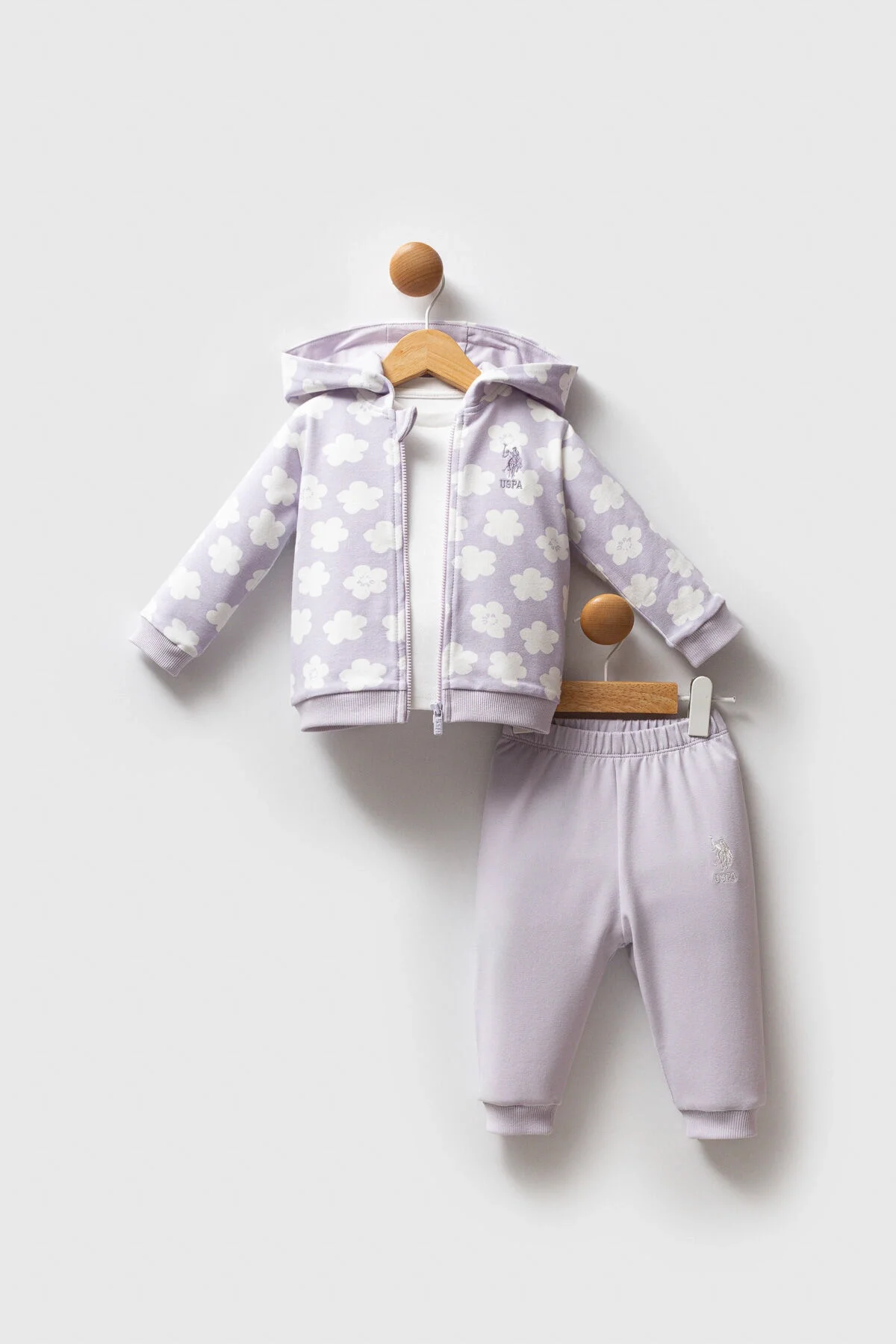 U.S. Polo Assn Kız Bebek Mor Takım