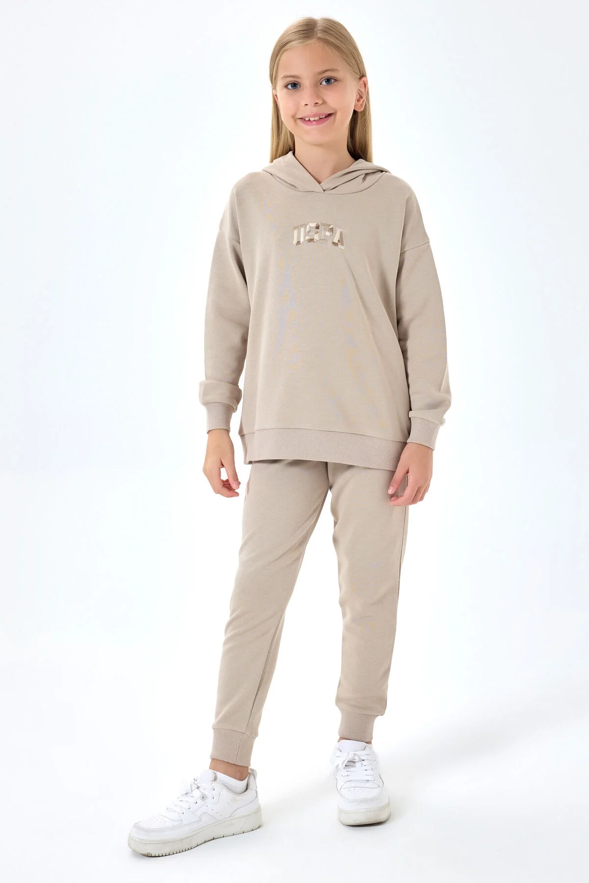 U.S. Polo Assn Kız Çocuk Krem Eşofman Takımı