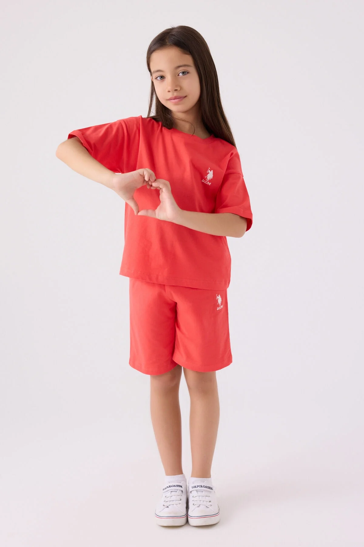 U.S. Polo Assn Kız Çocuk Pembe Bermuda Takım