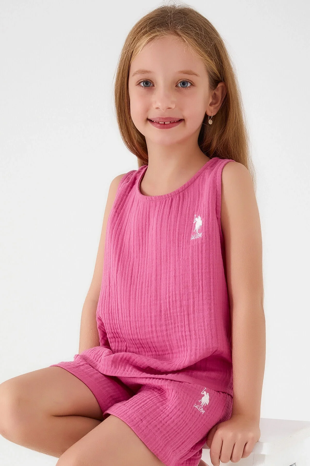 U.S. Polo Assn Kız Çocuk Bordo Şort Takım