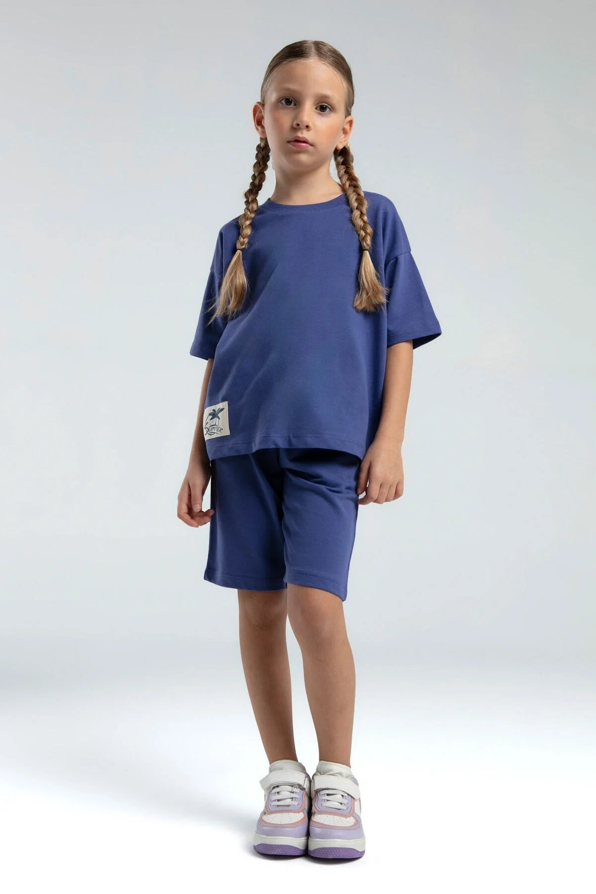 Rolypoly Kız Çocuk Mavi Bermuda Takım