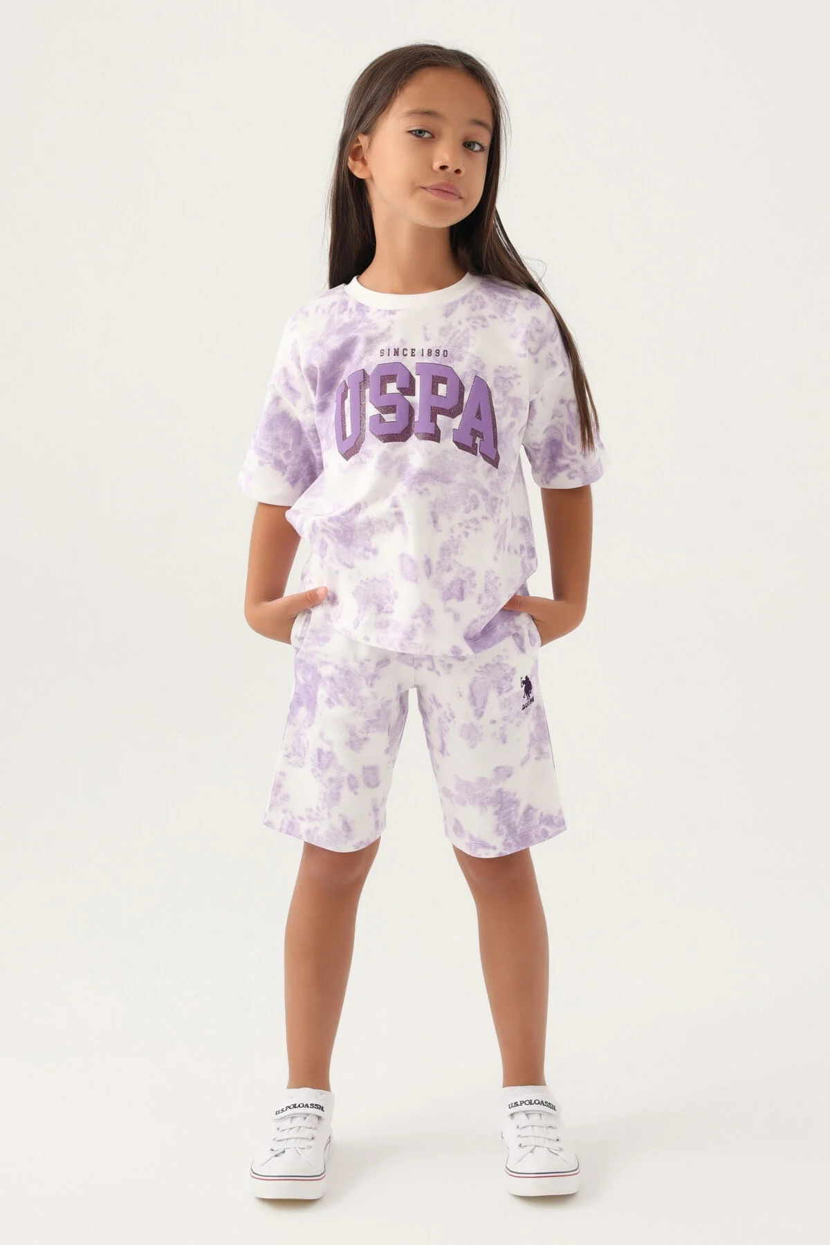 U.S. Polo Assn Kız Çocuk Krem Bermuda Takım