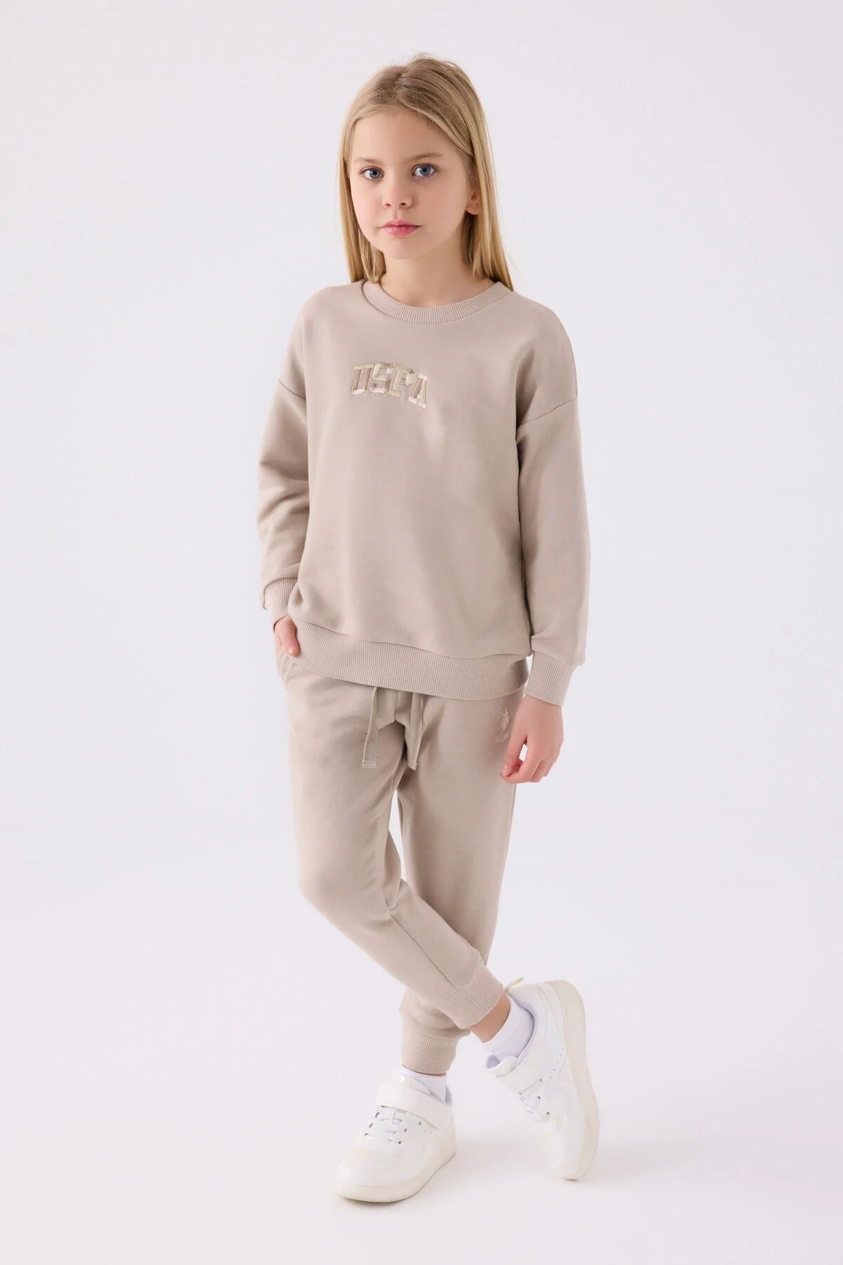 U.S. Polo Assn Kız Çocuk Krem Eşofman Takımı