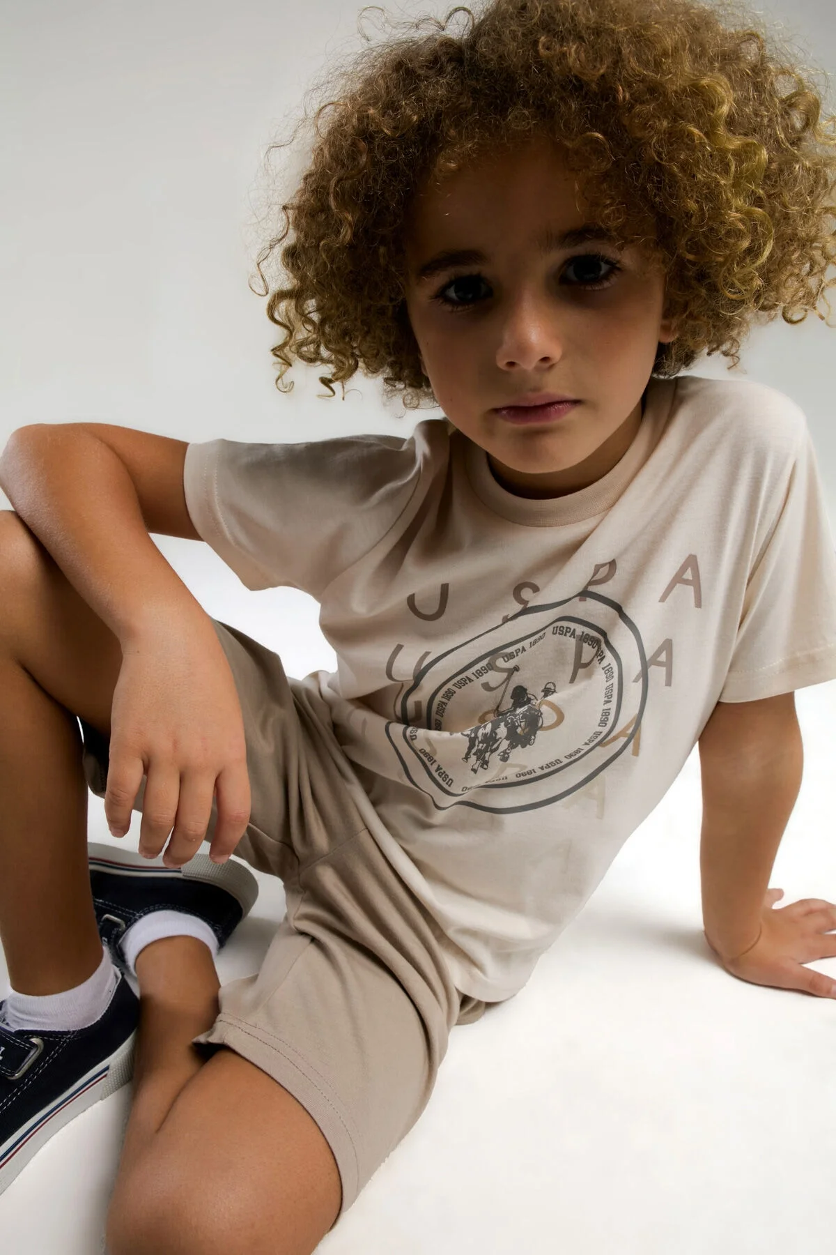 U.S. Polo Assn Erkek Çocuk Krem Bermuda Takım