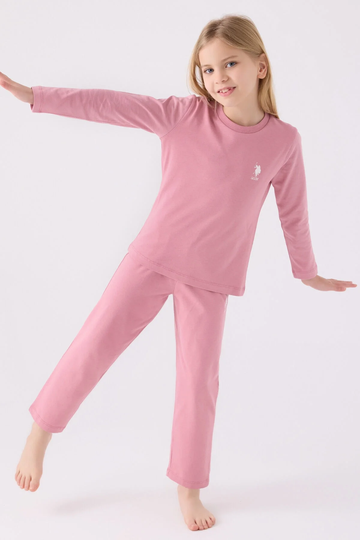 U.S. Polo Assn Kız Çocuk Pembe Pijama Takımı