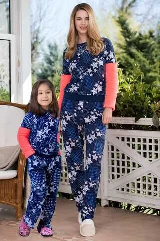 2'li Viskon Polar Kız Çocuk Pijama Takımı