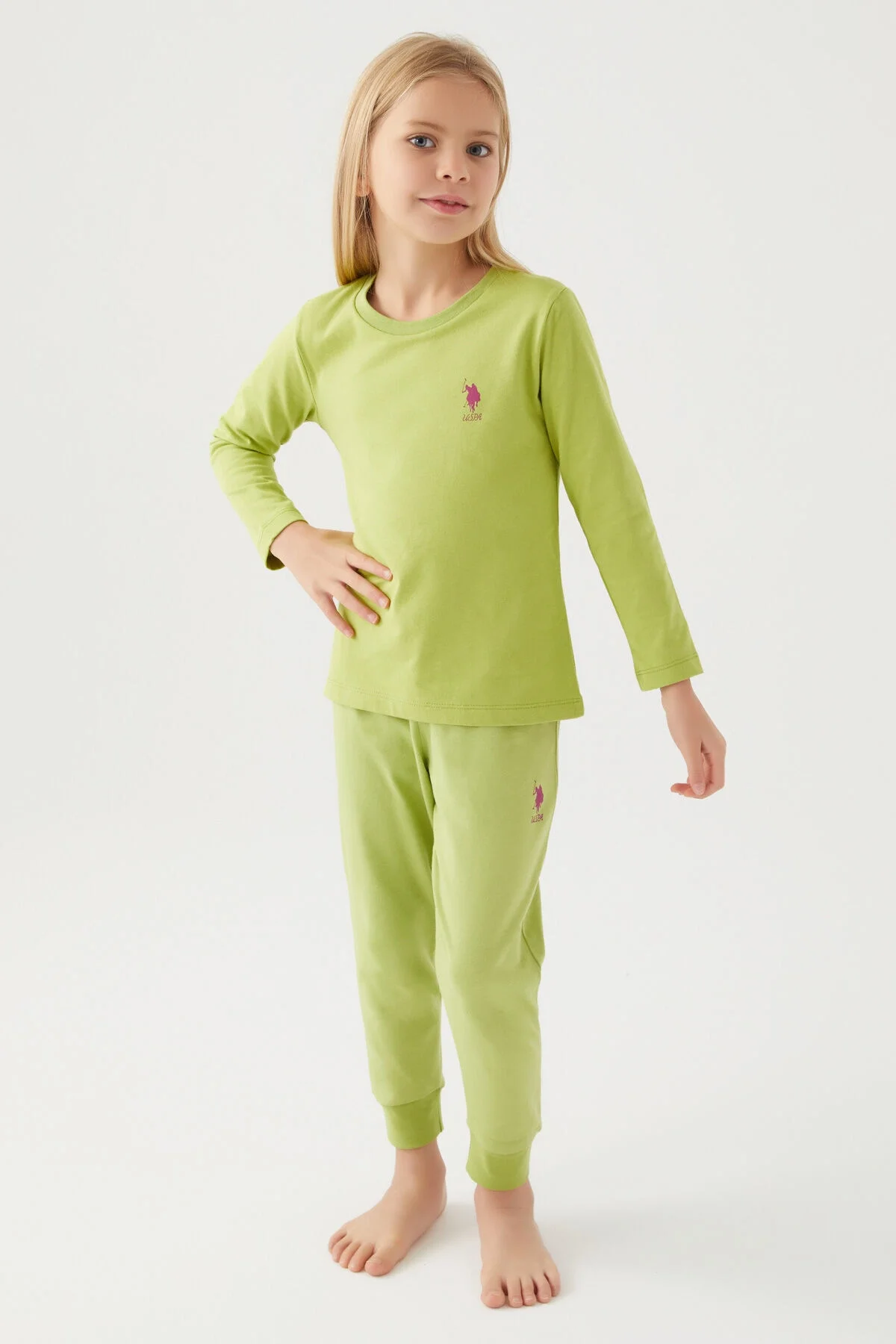 U.S. Polo Assn Kız Çocuk Yeşil Pijama Takımı