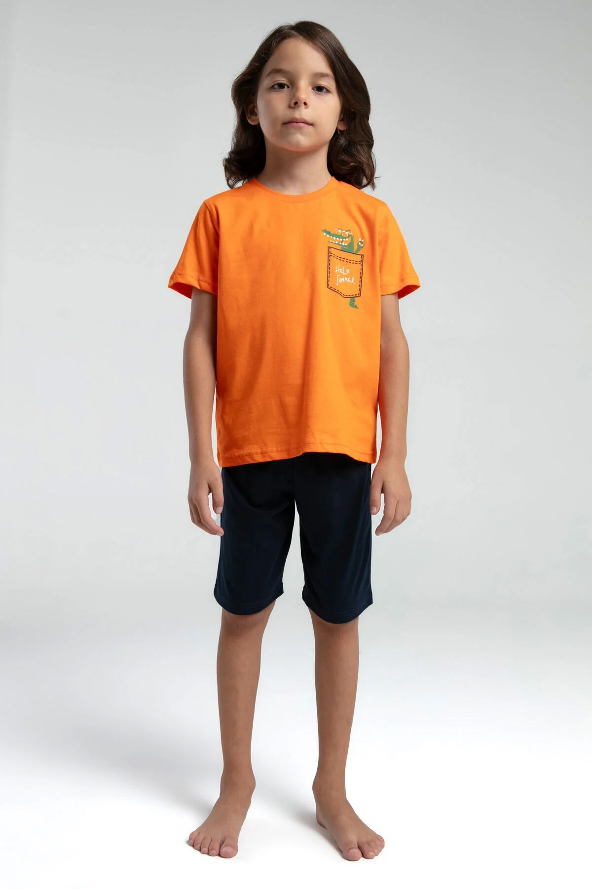 Rolypoly Erkek Çocuk Turuncu Bermuda Takım