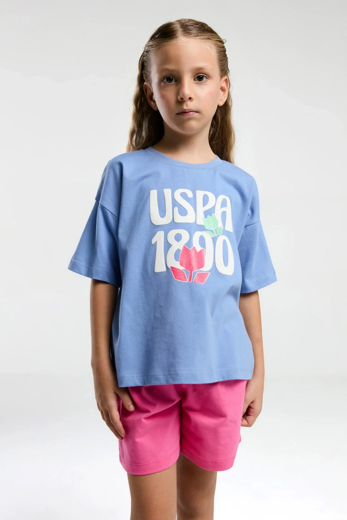 U.S. Polo Assn Kız Çocuk Mavi Şort Takım