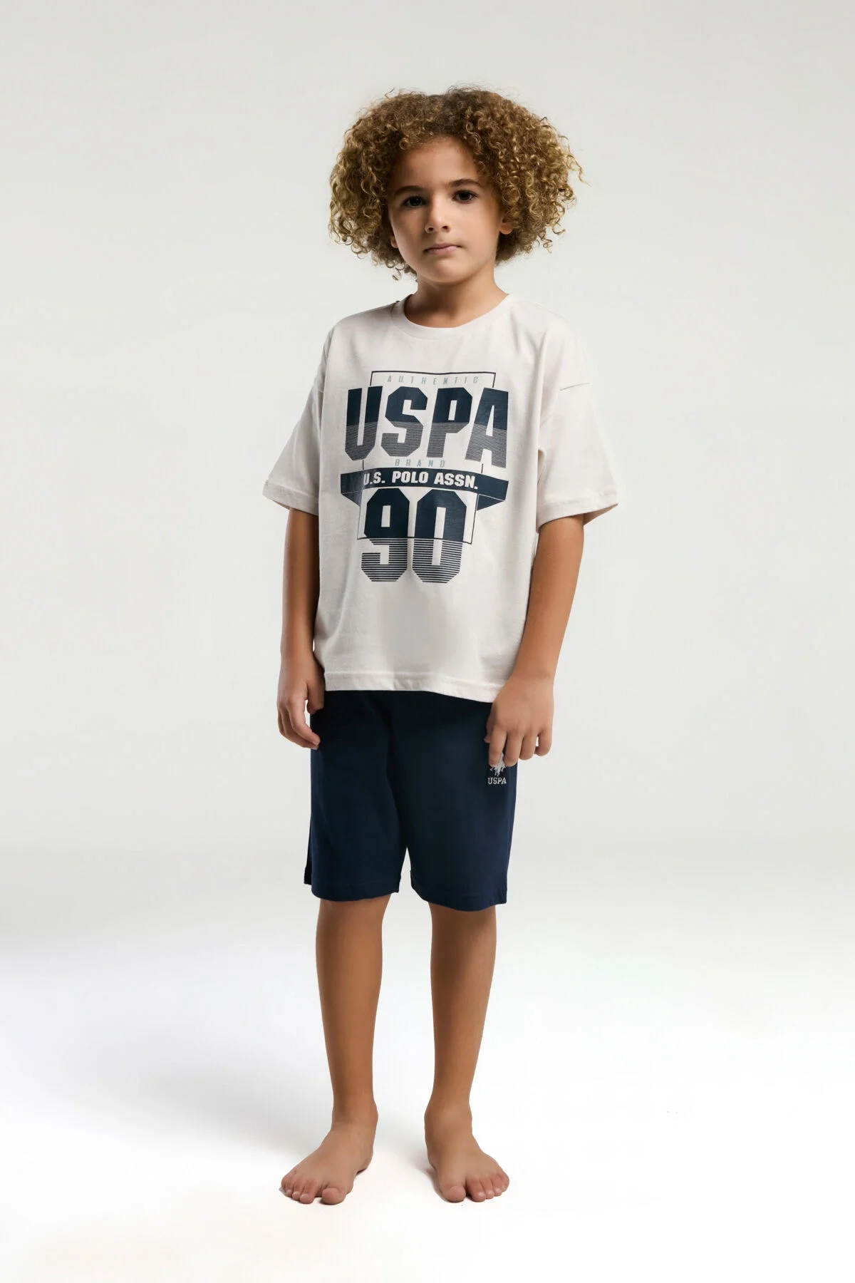 U.S. Polo Assn Erkek Çocuk Krem Bermuda Takım