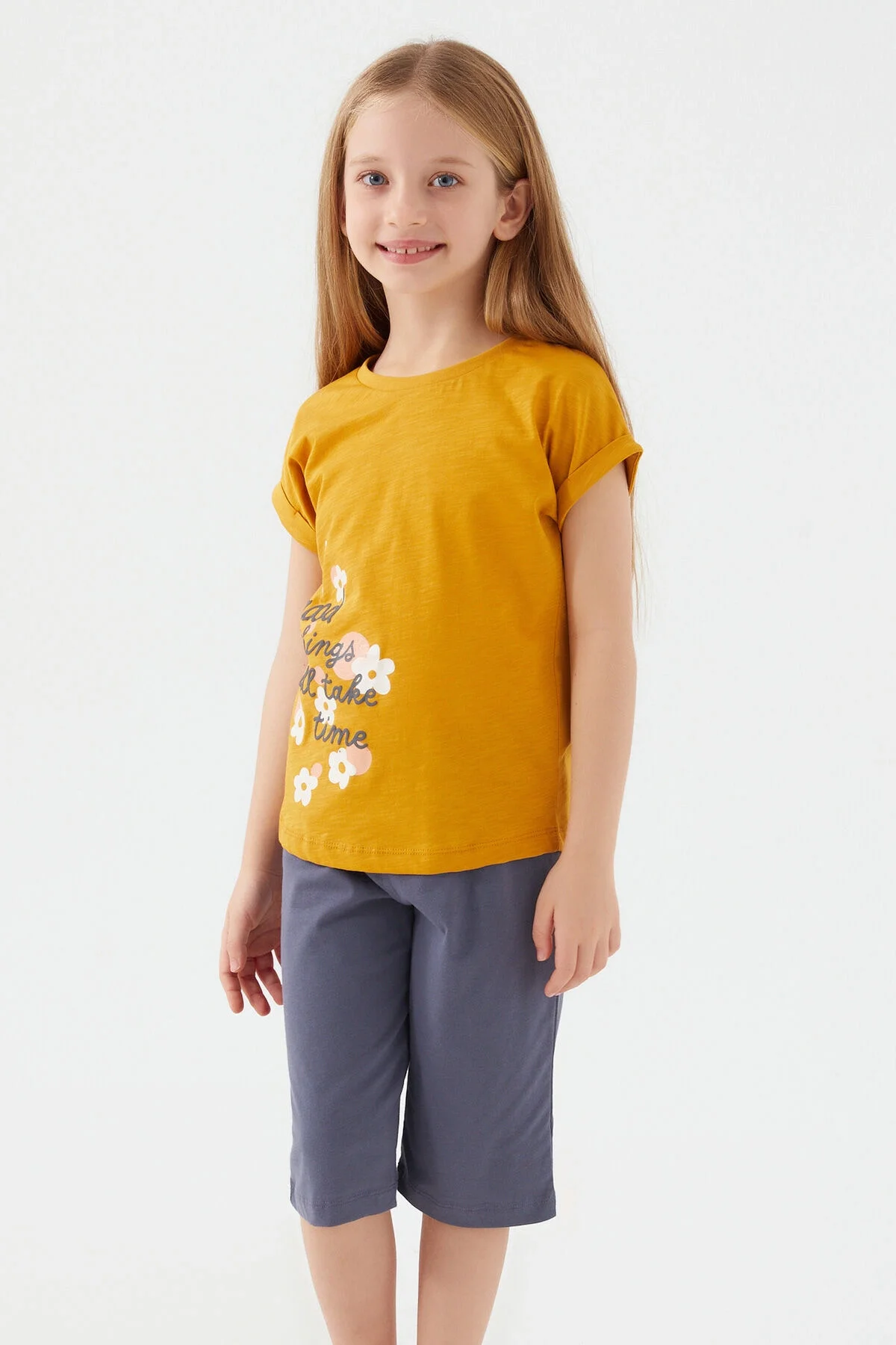 Rolypoly Kız Çocuk Sarı Kapri Takımı