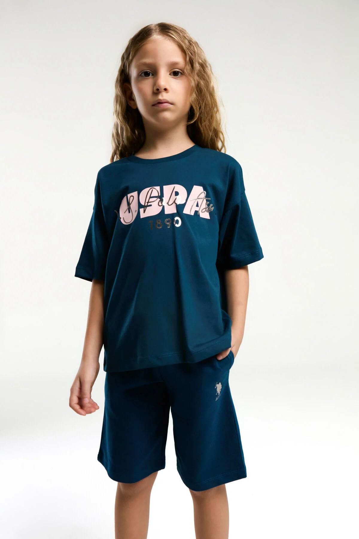 U.S. Polo Assn Kız Çocuk Lacivert Bermuda Takım