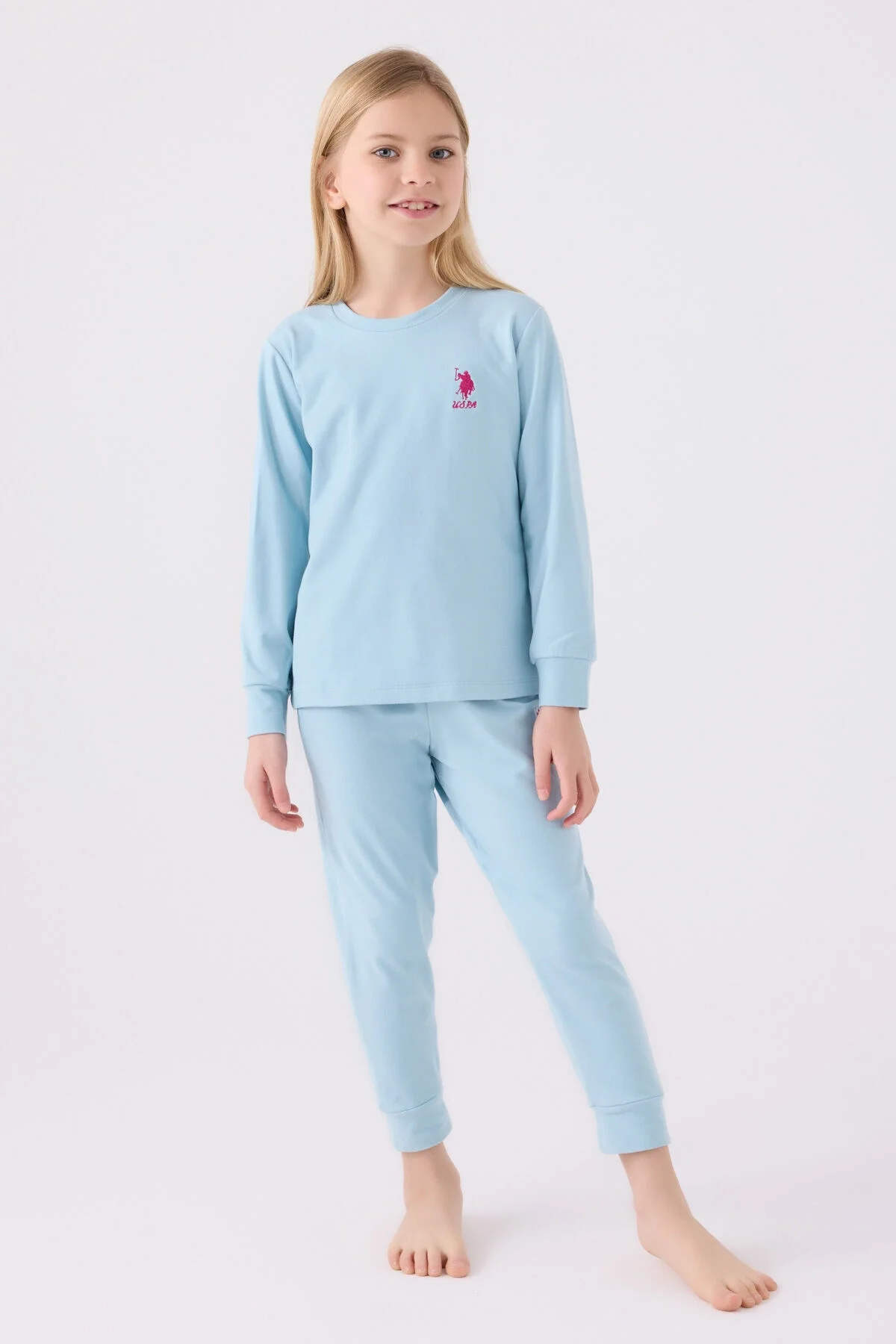 U.S. Polo Assn Kız Çocuk Mavi Pijama Takımı