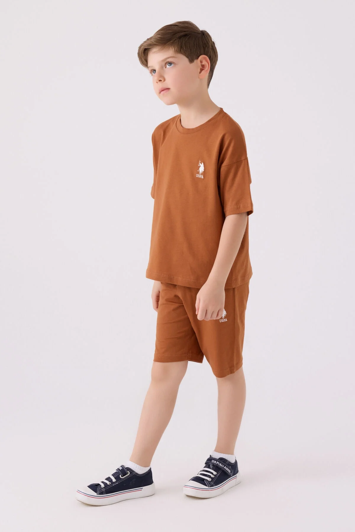 U.S. Polo Assn Erkek Çocuk Kahverengi Bermuda Takım