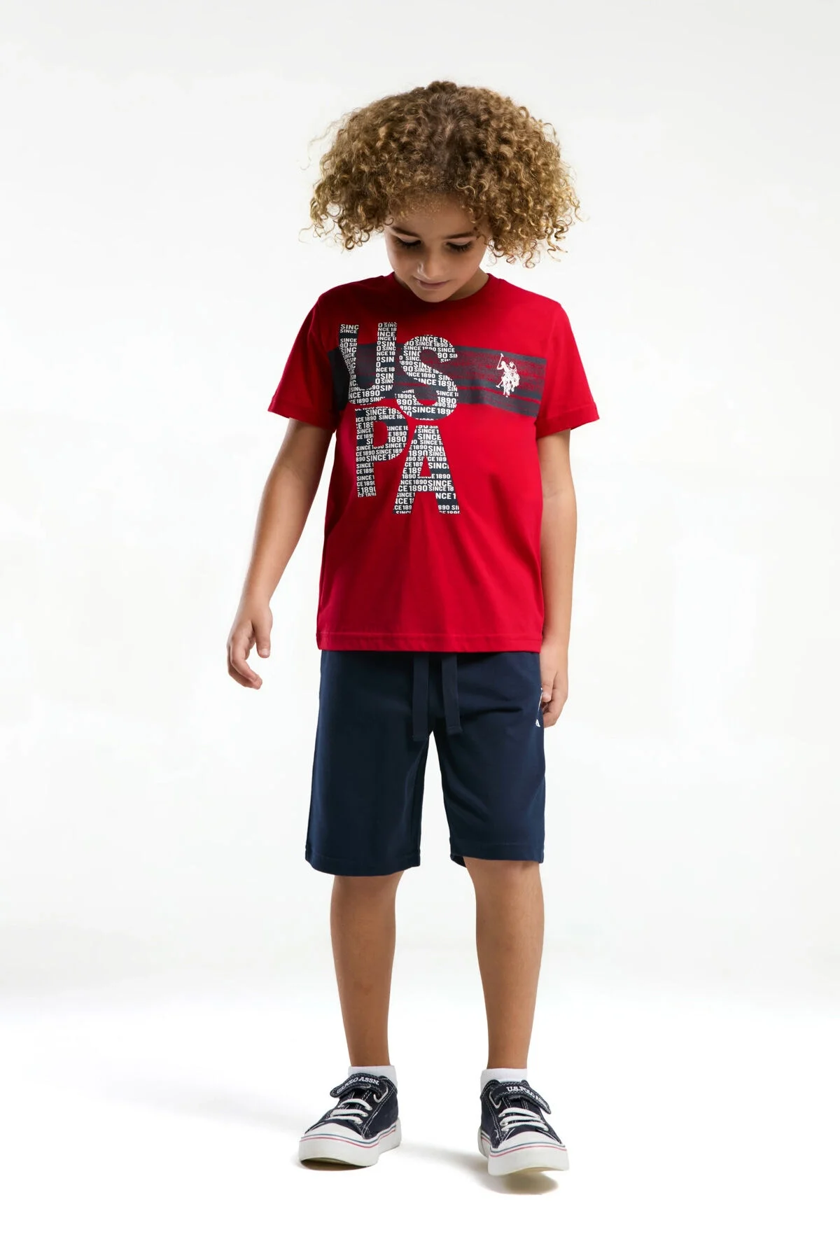 U.S. Polo Assn Erkek Çocuk Kırmızı Bermuda Takım
