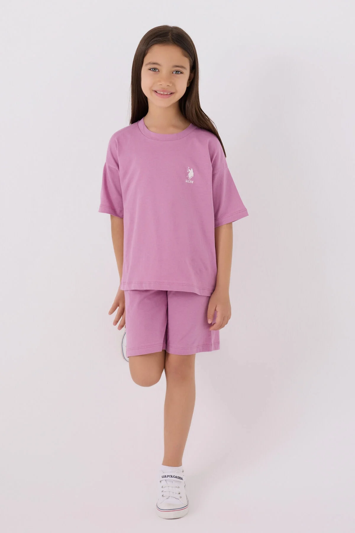 U.S. Polo Assn Kız Çocuk Mor Bermuda Takım