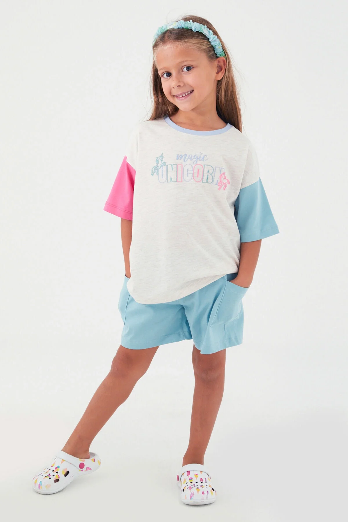 Rolypoly Kız Çocuk Krem Şort Takım