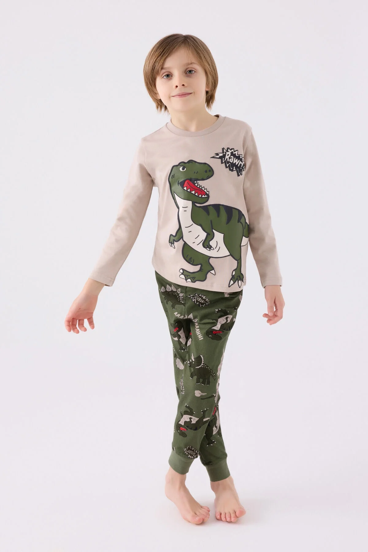 Rolypoly Erkek Çocuk Haki Pijama Takımı