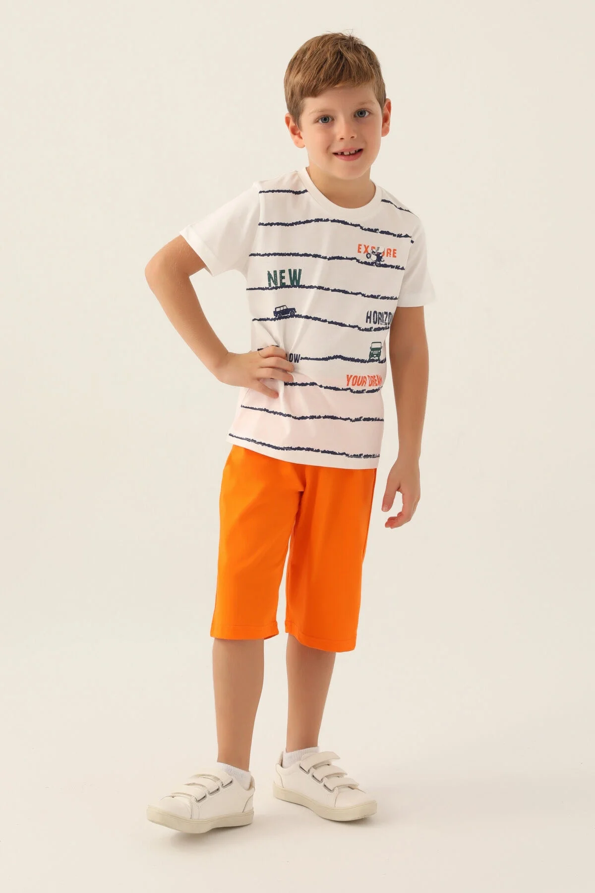 Rolypoly Erkek Çocuk Beyaz Kapri Takım