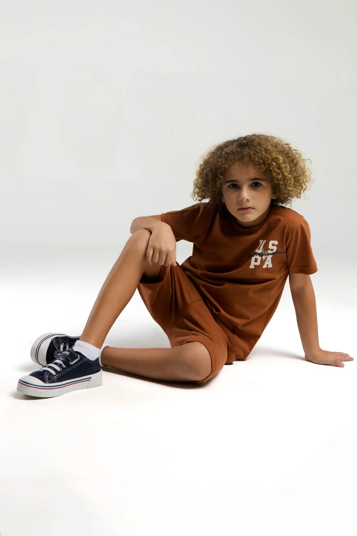 U.S. Polo Assn Erkek Çocuk Kahverengi Bermuda Takım