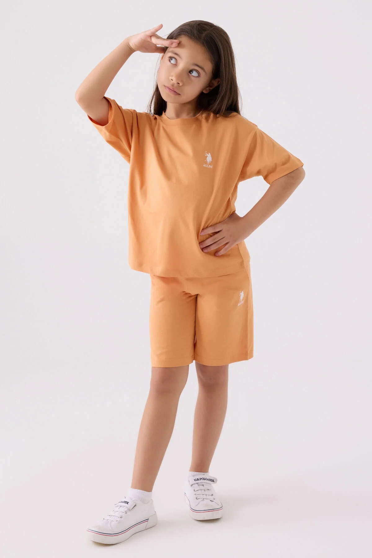 U.S. Polo Assn Kız Çocuk Turuncu Bermuda Takım