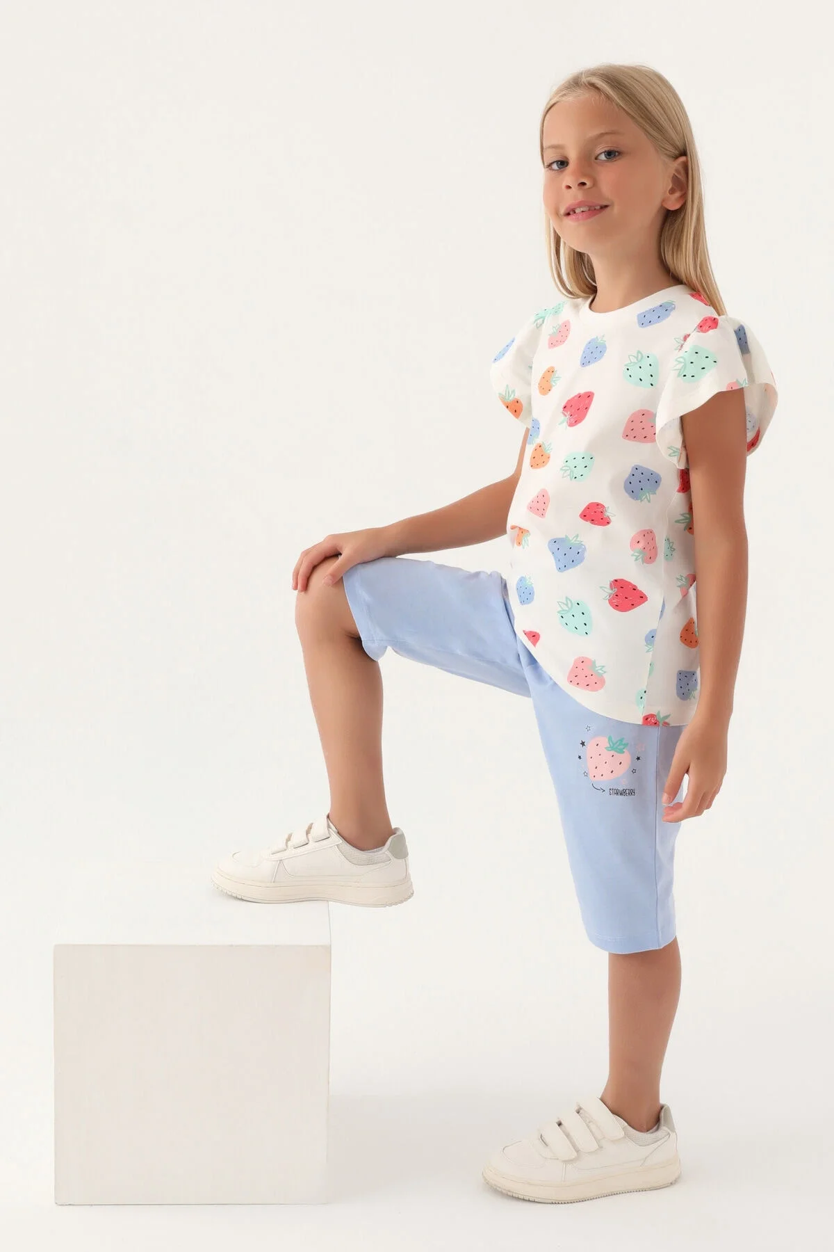 Rolypoly Kız Çocuk Beyaz Kapri Takımı