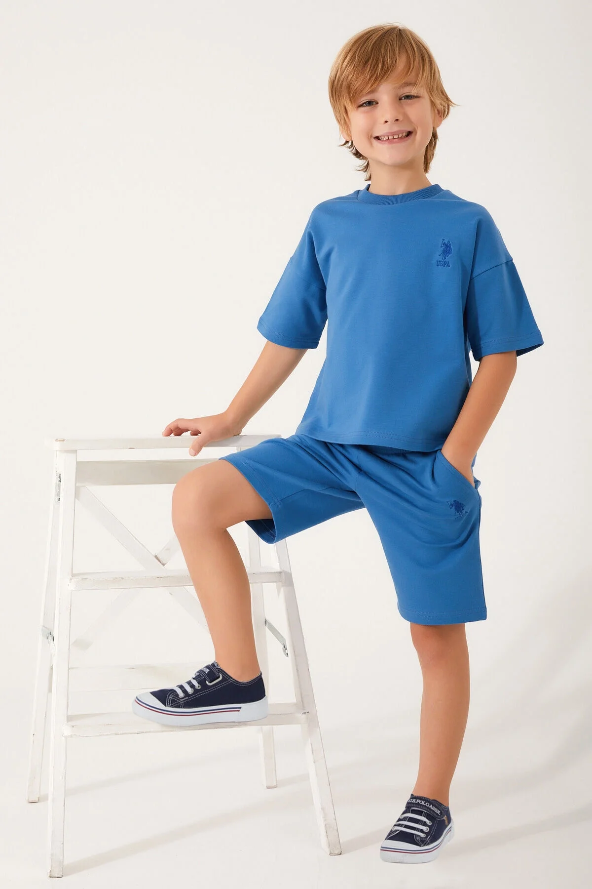 U.S. Polo Assn Erkek Çocuk Mavi Bermuda Takım