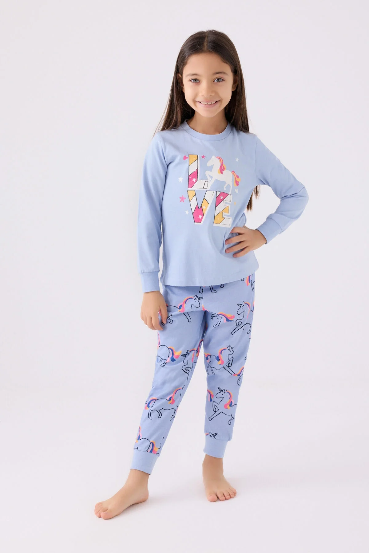 Rolypoly Kız Çocuk Mavi Pijama Takımı