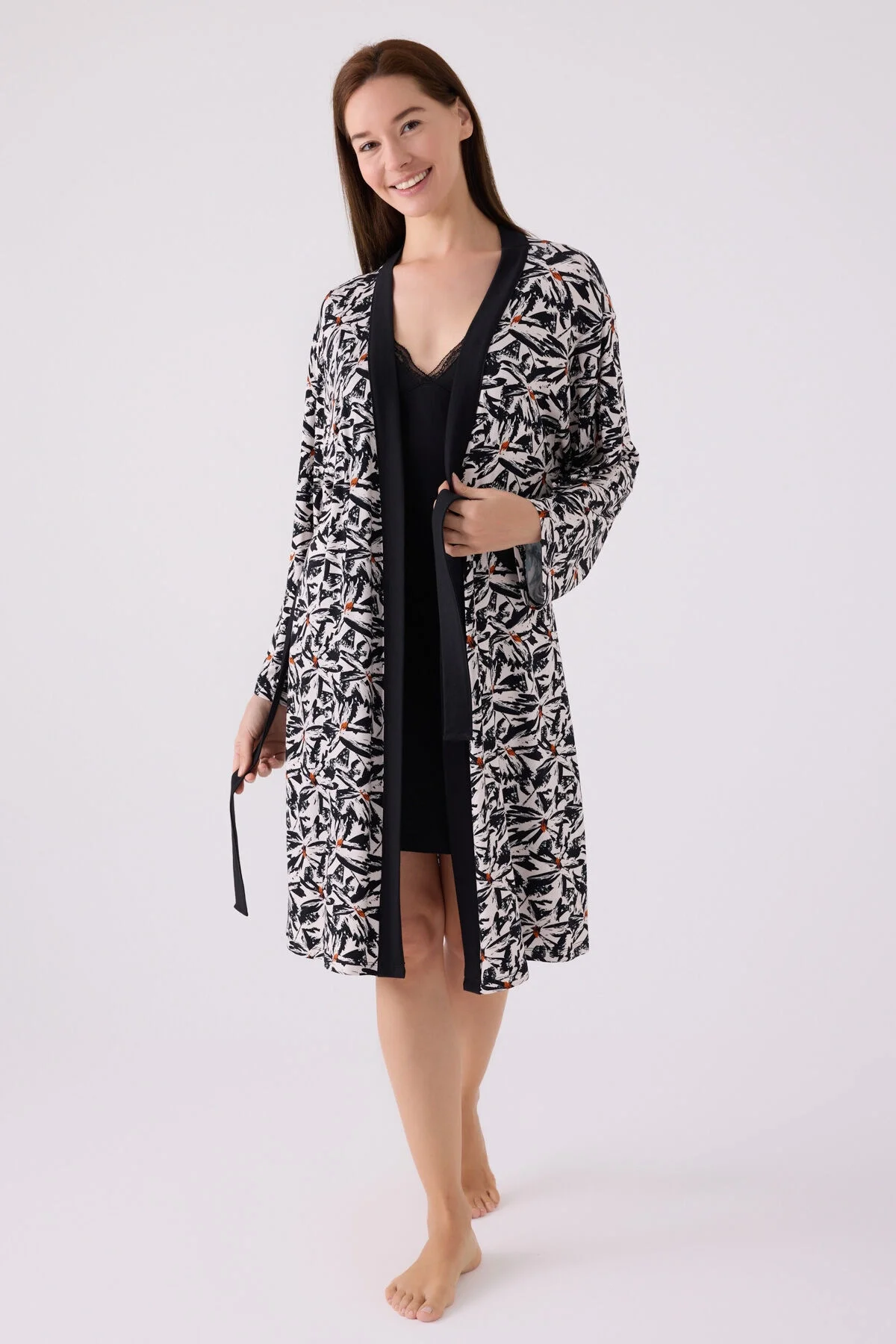 Arnetta Kadın Siyah Sabahlık Takım