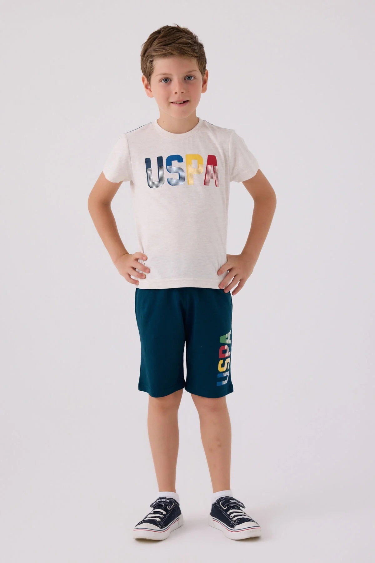 U.S. Polo Assn Erkek Çocuk Krem Bermuda Takım