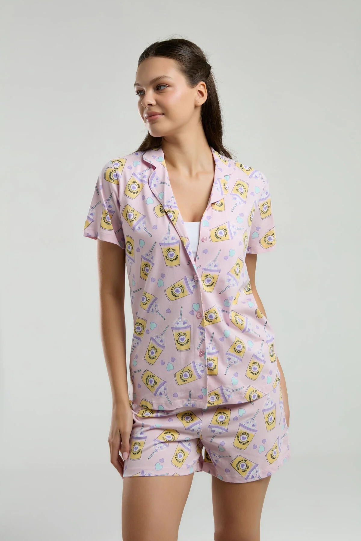 Rolypoly Kadın Pembe Gömlek Pijama