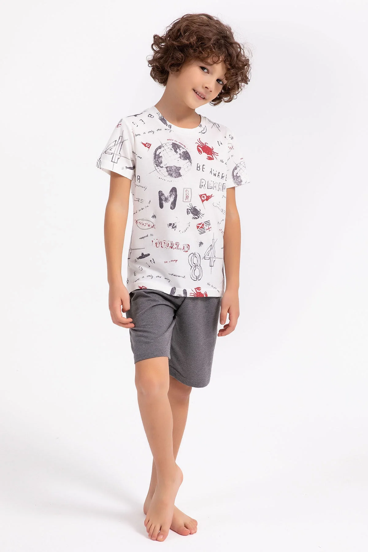 Arnetta Erkek Çocuk Beyaz Bermuda Takım