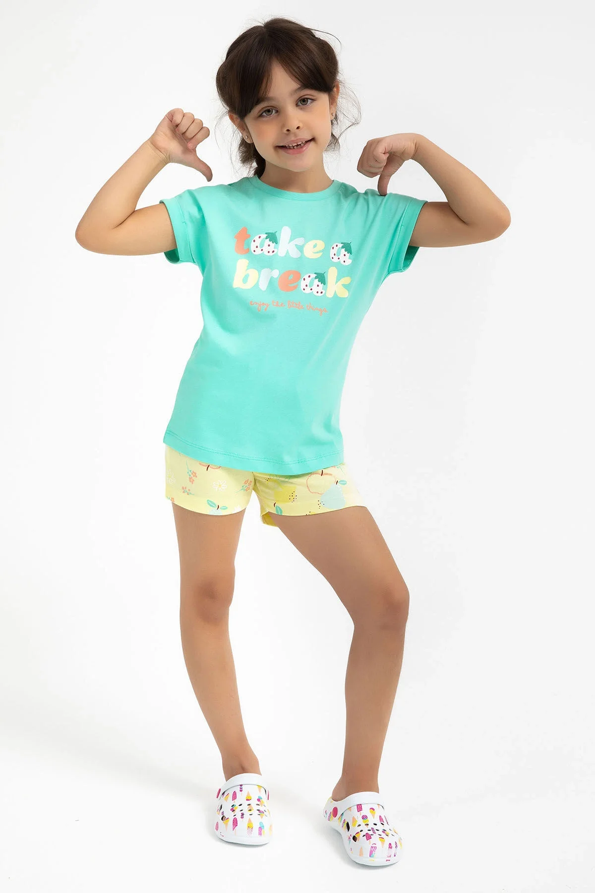 Rolypoly Kız Çocuk Mavi Şort Takım