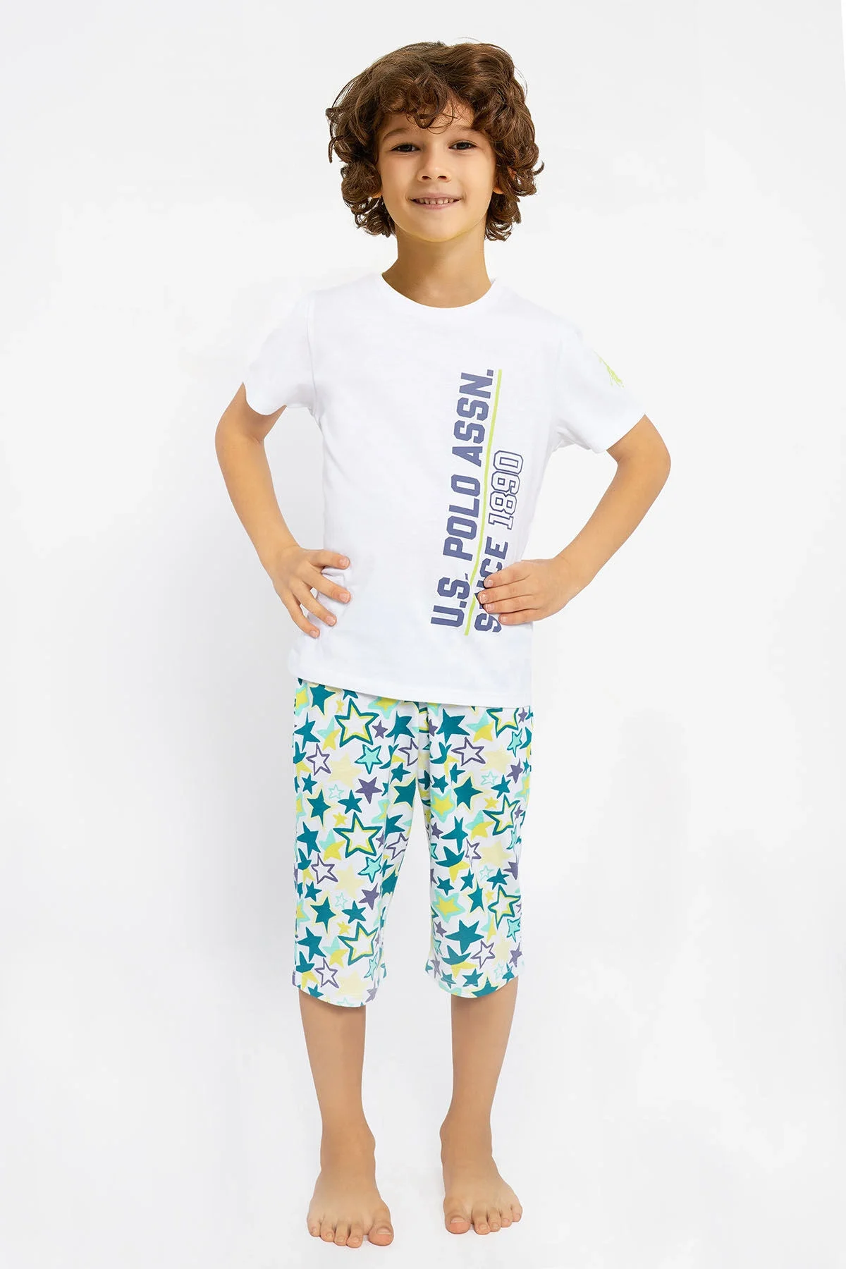 U.S. Polo Assn Erkek Çocuk Beyaz Kapri Takım