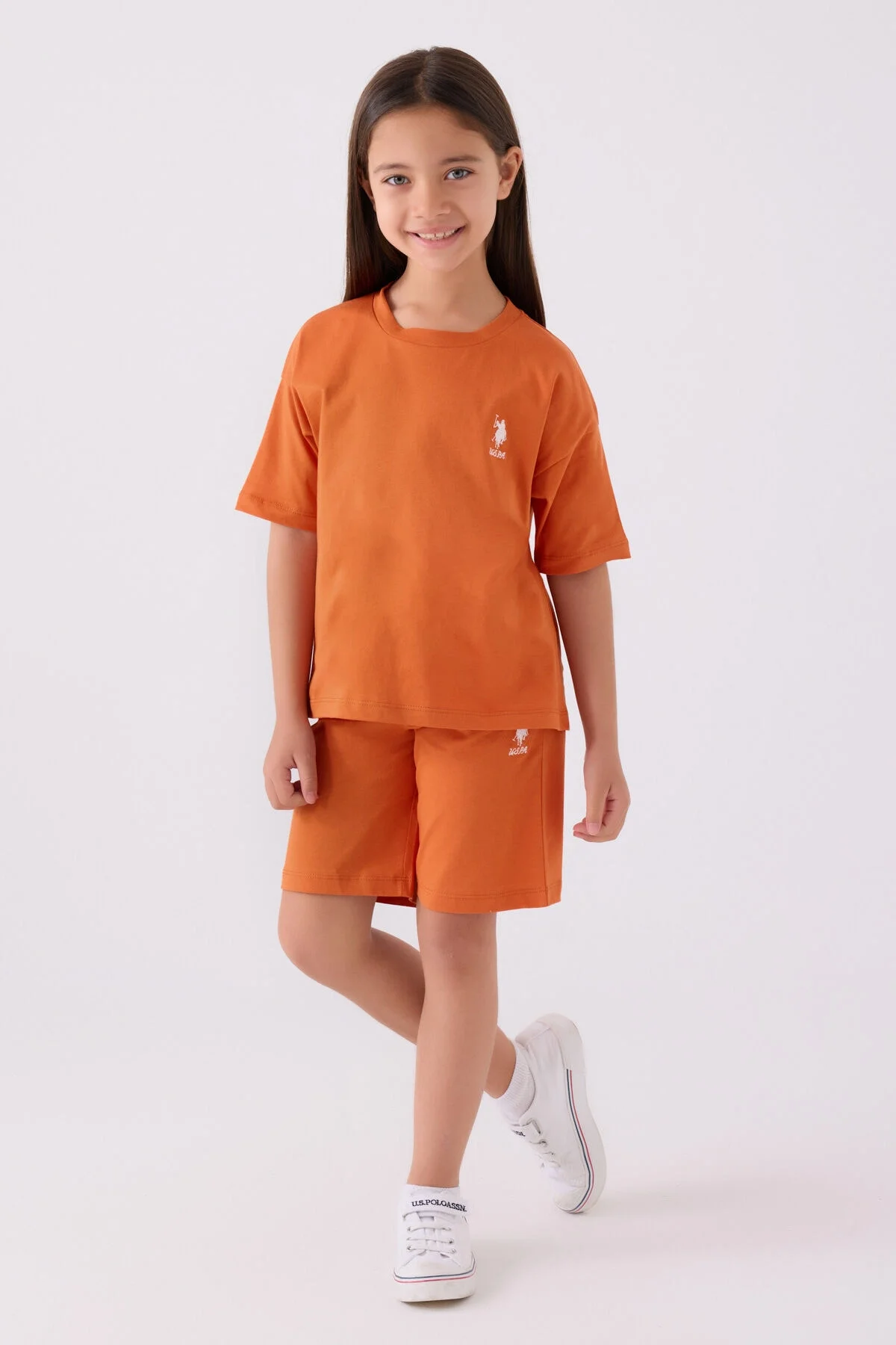 U.S. Polo Assn Kız Çocuk Turuncu Bermuda Takım