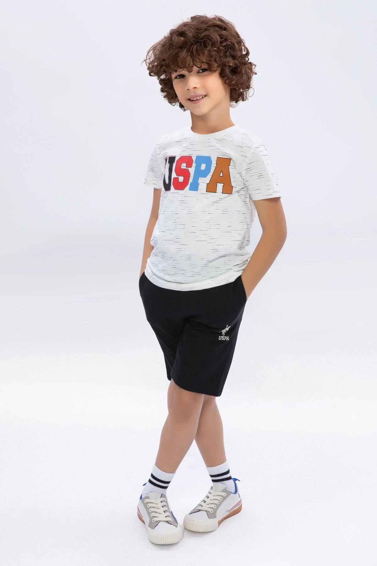 U.S. Polo Assn Kids Erkek Çocuk Krem Bermuda Takım