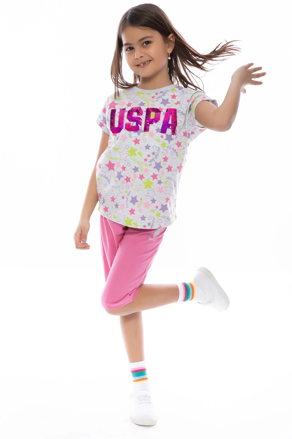 U.S. Polo Assn Kids Kız Çocuk Gri Kapri Takımı