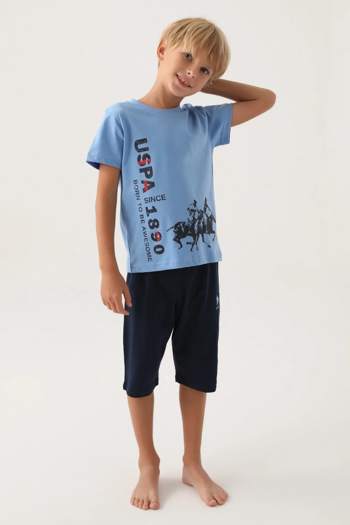 U.S. Polo Assn Erkek Çocuk Mavi Kapri Takım