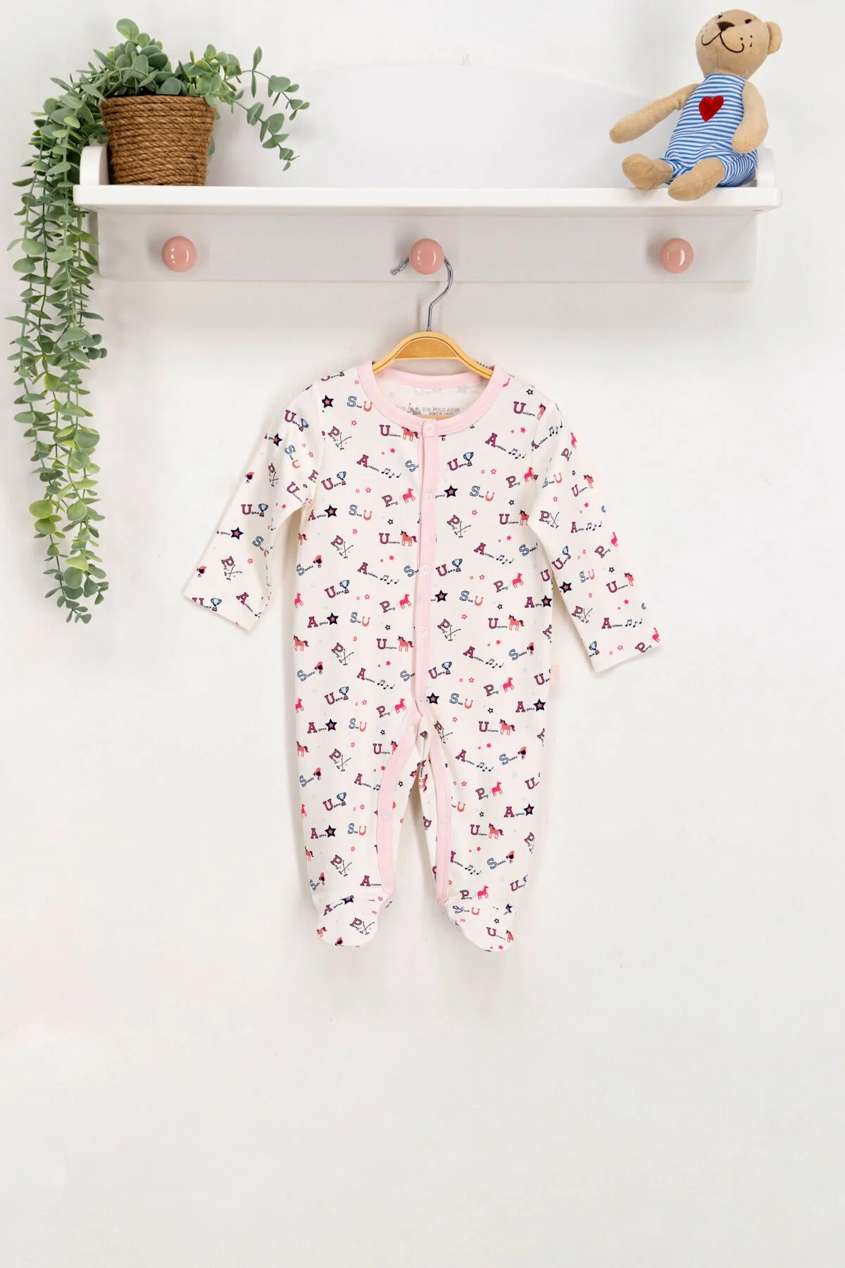 U.S. Polo Assn Kız Bebek Krem Tulum