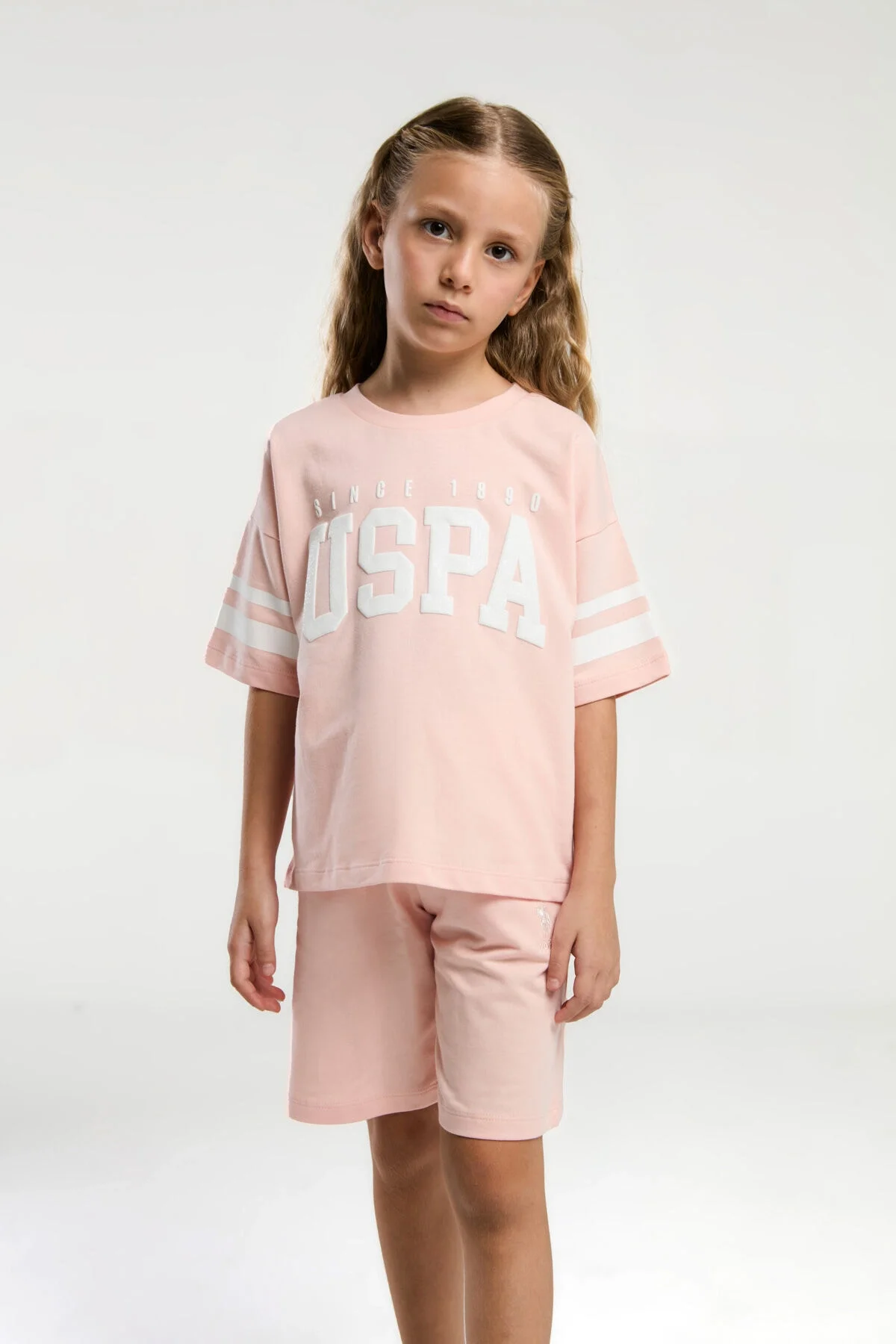 U.S. Polo Assn Kız Çocuk Pembe Bermuda Takım